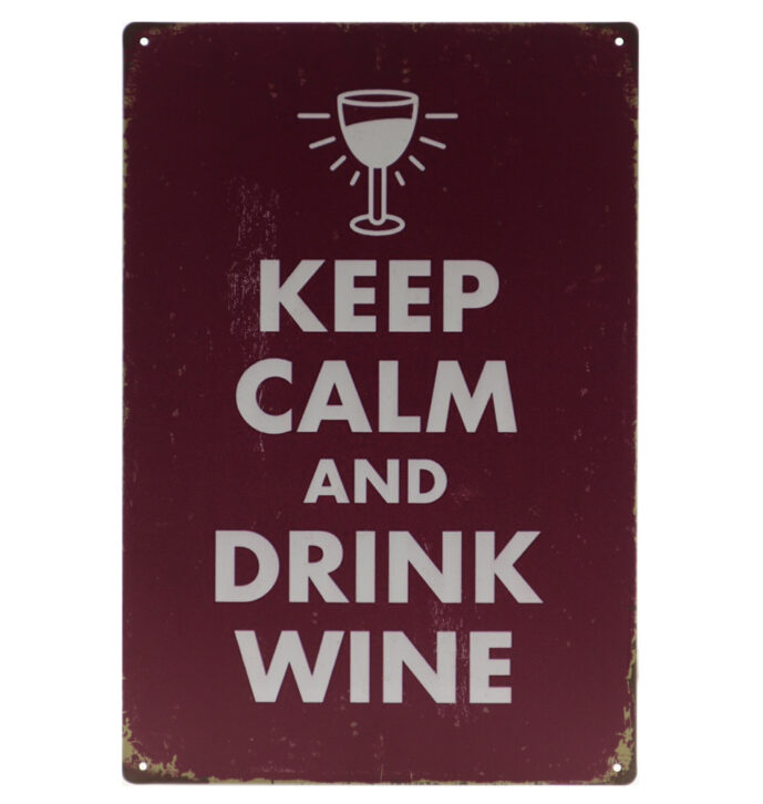 Drink Wine Retro Wandbord 30×20