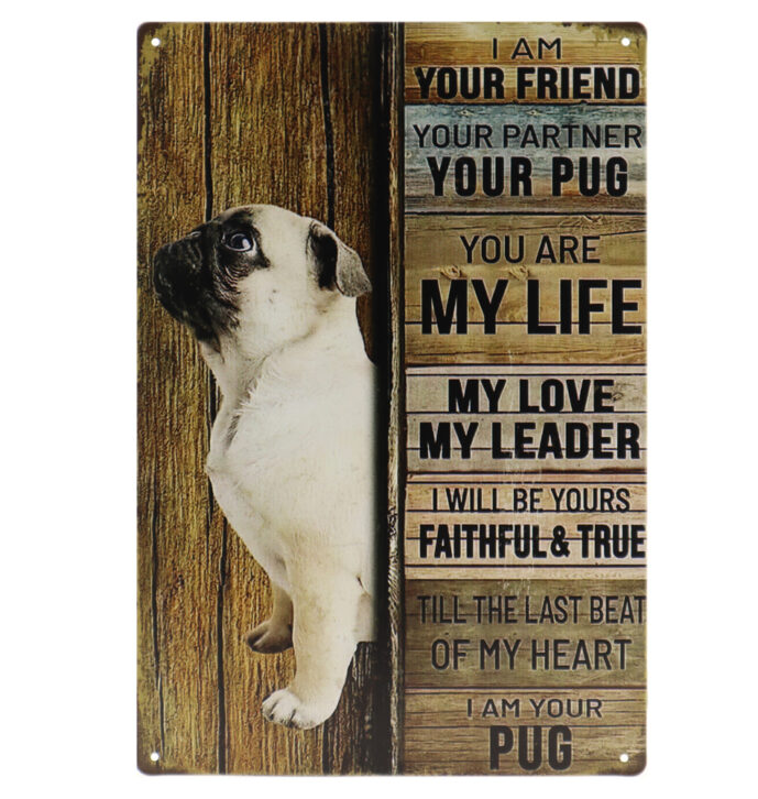 Mops Retro Wandbord 30×20