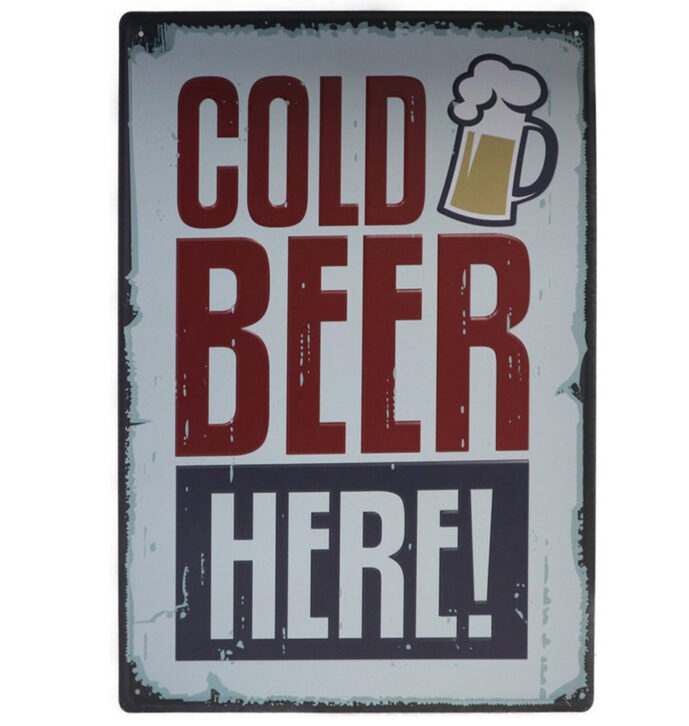 Cold Beer here Retro Wandbord 30×20